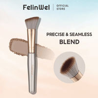 FelinWel Slope Hairline Powder Brush – Soft Vegan Fiber, Precise Blending