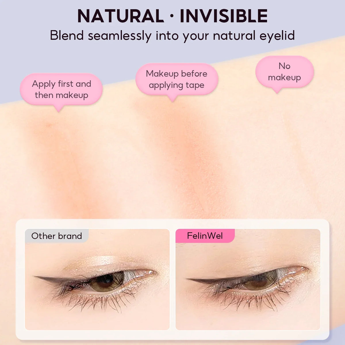 FelinWel Invisible Double Eyelid Tape Stickers, Eyelid Tape for Hooded Eyes, Self-Adhesive