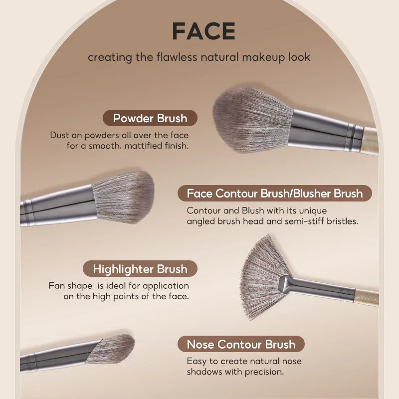 FelinWel 7 Pcs Professional Makeup Brushes Set Cruelty-Free Vegan with Optional Bag