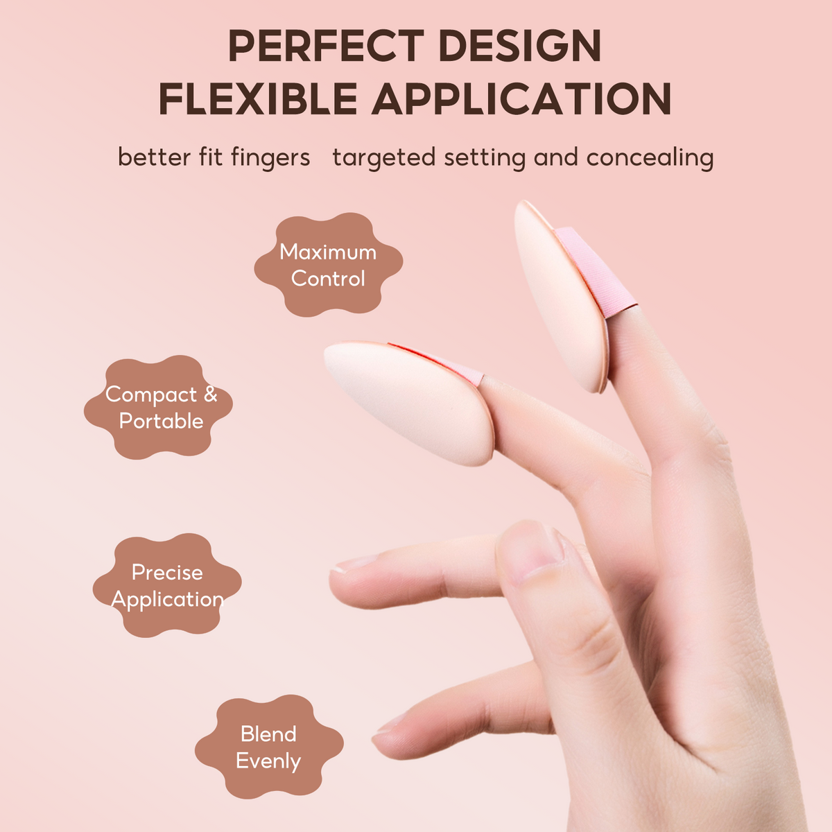 FelinWel Mini Finger Puff Set – Precision Concealer & Foundation Detail Sponge