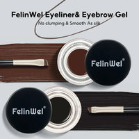 FelinWel 2-in-1 Gel Eyeliner & Brow Set – Waterproof, Brushes Included
