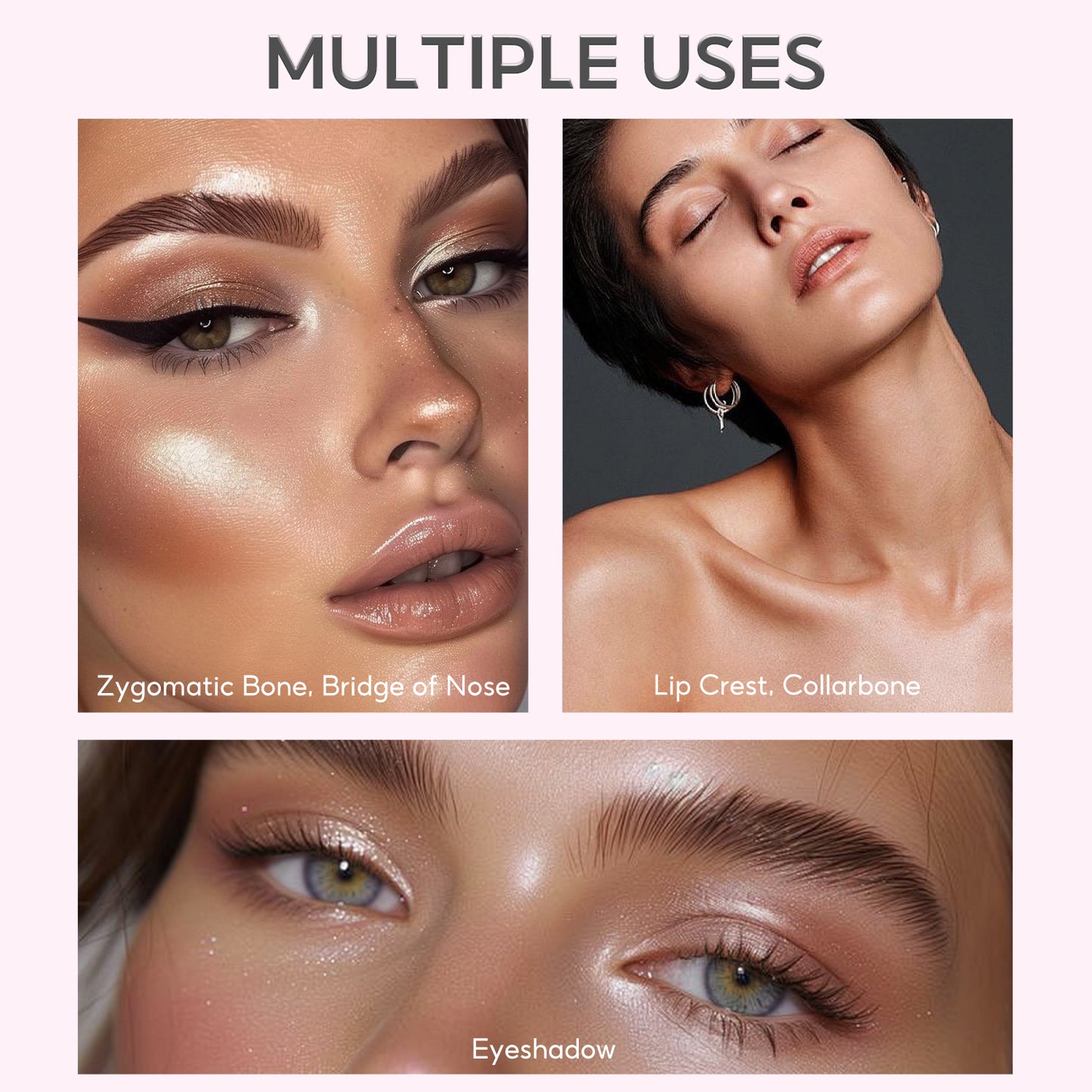 FelinWel Shiny Diamond Highlighter Palette Shimmer Glow Highlighting Powder
