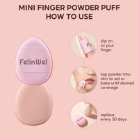 FelinWel Mini Finger Puff Set – Precision Concealer & Foundation Detail Sponge