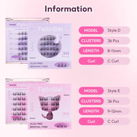 FelinWel Glue-free Cluster Eyelash Extensions Self-adhesive Remover-free Reusable