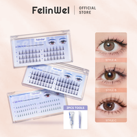 FelinWel False Cluster Eyelashes Extension with Glue & Lashes Extensions Kit