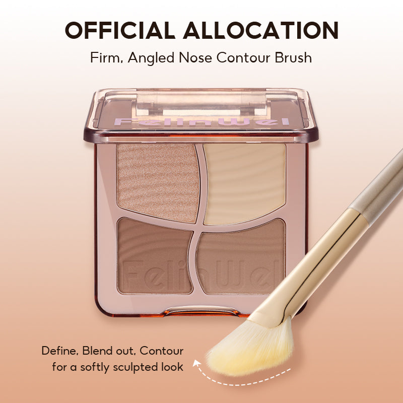 FelinWel 4 Colors Highlighter Contour Palette Makeup 3D Bronzer Matte Powder