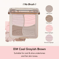 FelinWel 4 Colors Highlighter Contour Palette Makeup 3D Bronzer Matte Powder