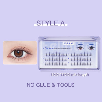 FelinWel False Cluster Eyelashes Extension with Glue & Lashes Extensions Kit