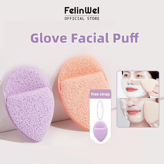 FelinWel - Glove Facial Puff for Face Cleansing, Drop-shaped, Easy Remove Mudpack