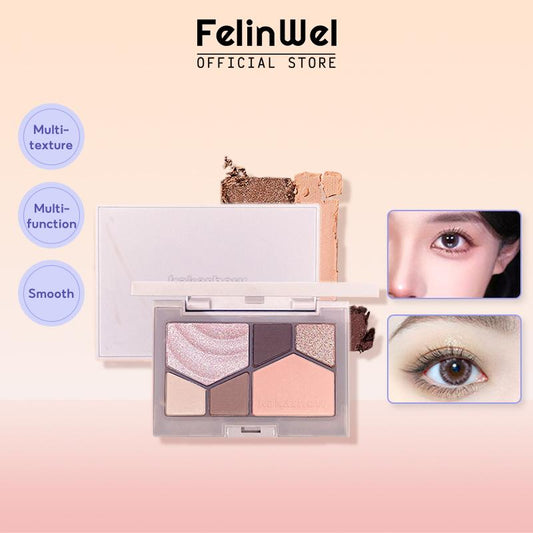 FelinWel 6 Shades Eyeshadow Palette for Whole Face Makeup Facial Palette