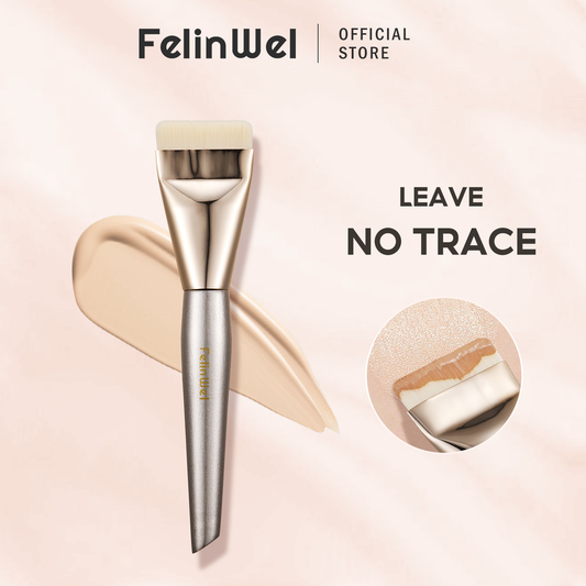 FelinWel - Flat Wide Foundation Brush, Super Dense Ultra-thin Makeup Brush for Flawless Look, Vegan Synthetic Fibers