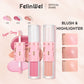 FelinWel Super Dewy Blush & Highlighter, Dual-ended Stick, Liquid, Weightless, Blendable, Dewy Glow