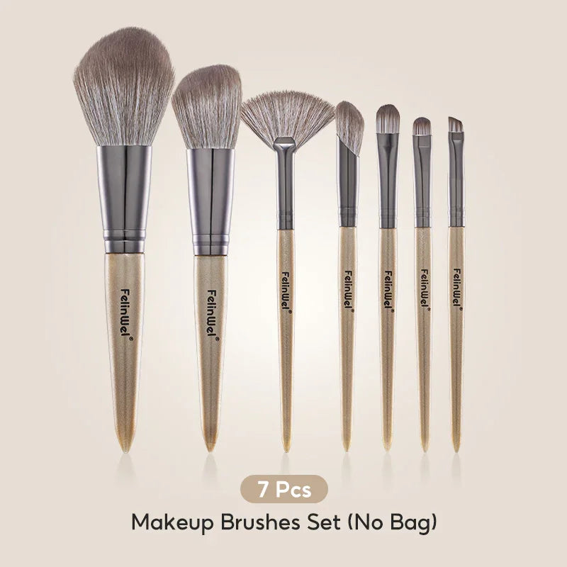 FelinWel 7 Pcs Professional Makeup Brushes Set Cruelty-Free Vegan with Optional Bag