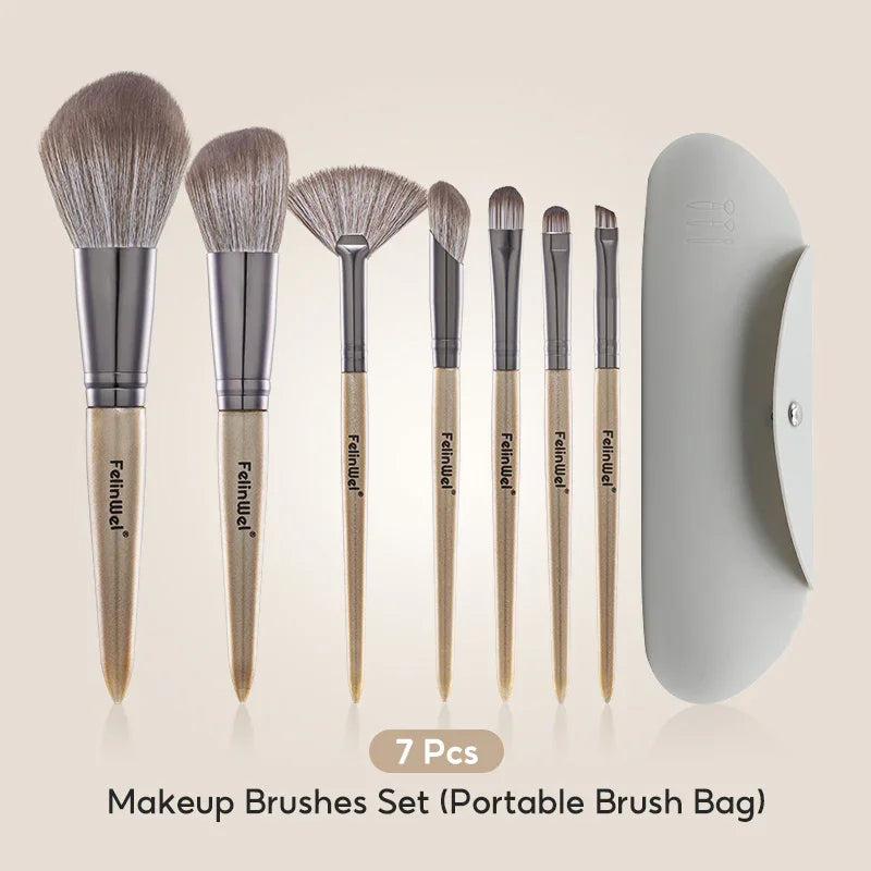 FelinWel 7 Pcs Professional Makeup Brushes Set Cruelty-Free Vegan with Optional Bag