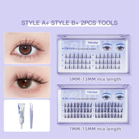 FelinWel False Cluster Eyelashes Extension with Glue & Lashes Extensions Kit