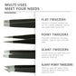 FelinWel - 4Pcs Set Stainless Steel Eyelash Tweezers Eyebrow Hair Remove Supplies