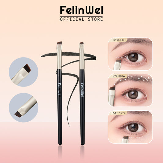 FelinWel 2 Pcs Angled Eyeliner & Eyebrow Makeup Brushes
