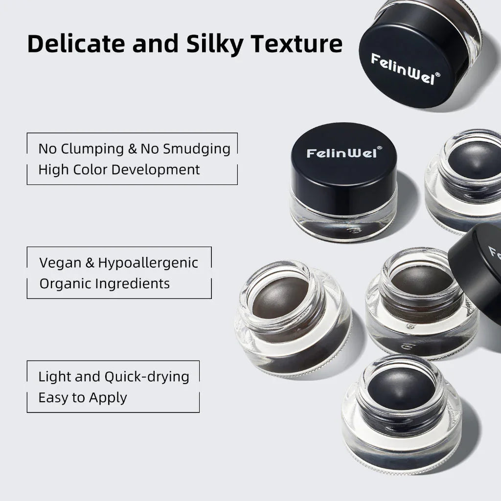 FelinWel 2-in-1 Gel Eyeliner & Brow Set – Waterproof, Brushes Included