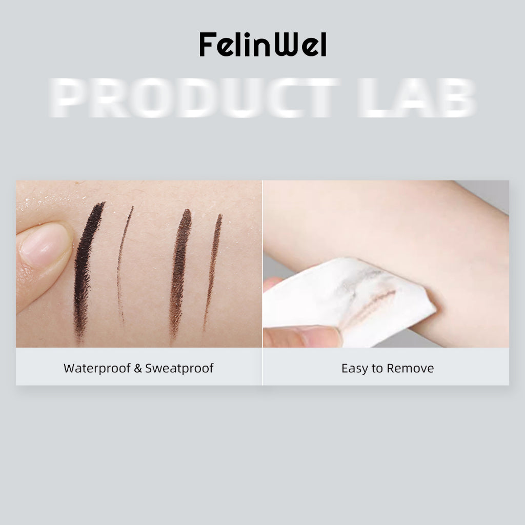 FelinWel 2 Colors Gel Eyeliner & Eyebrow Set with 2 Pcs Brushes