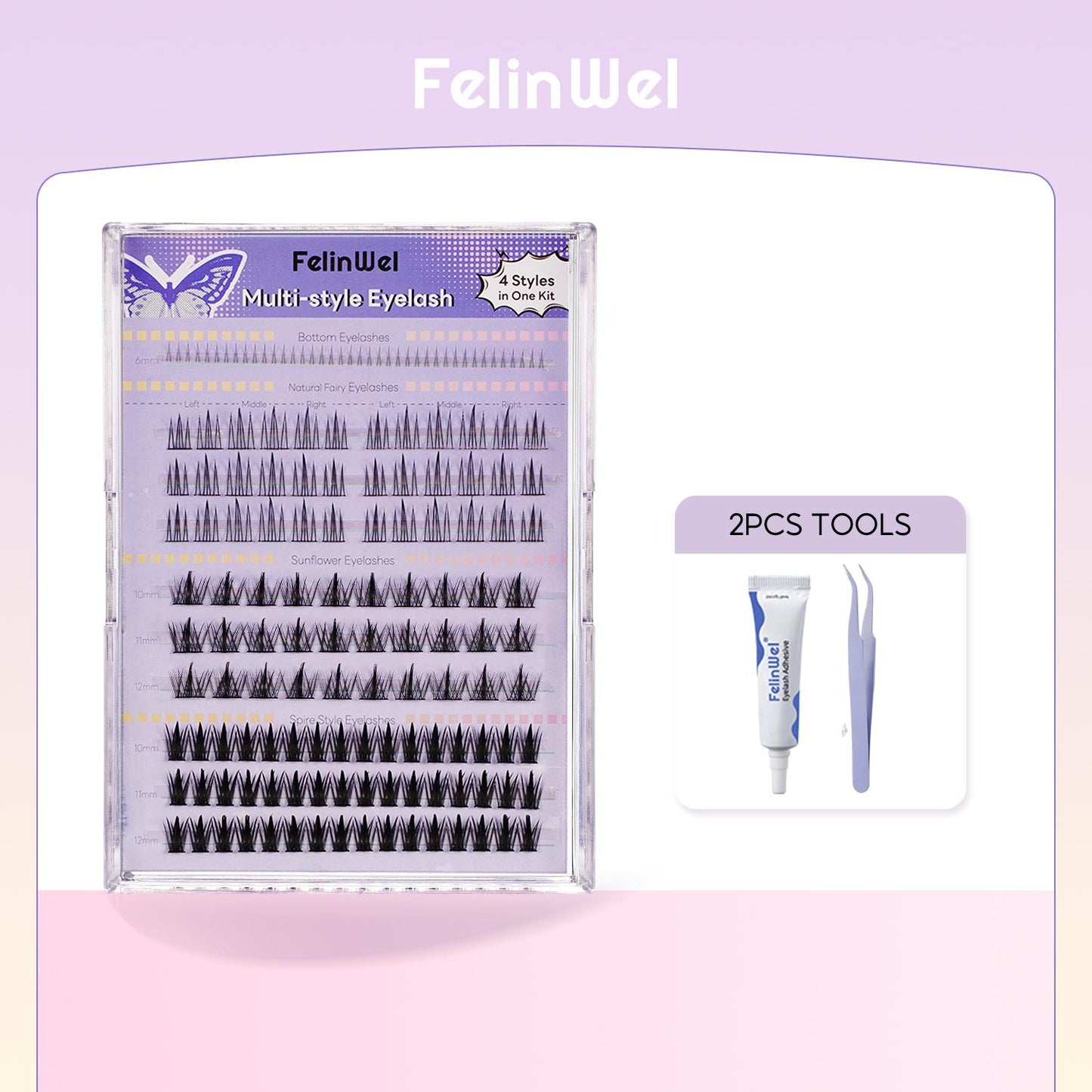 FelinWel 4 Styles Cluster False Eyelashes Extensions Large Capacity 154 Pcs