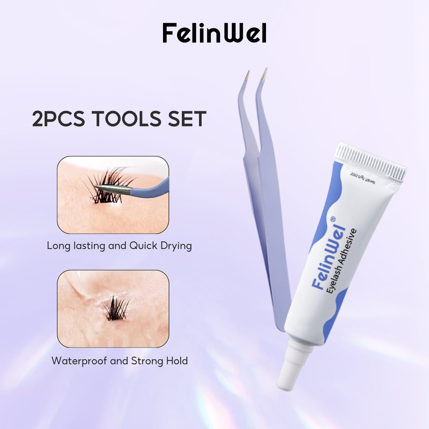 FelinWel False Cluster Eyelashes Extension with Glue & Lashes Extensions Kit